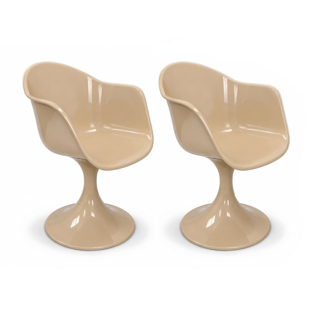 Lot de 2 fauteuils de table en résine acrylique vison