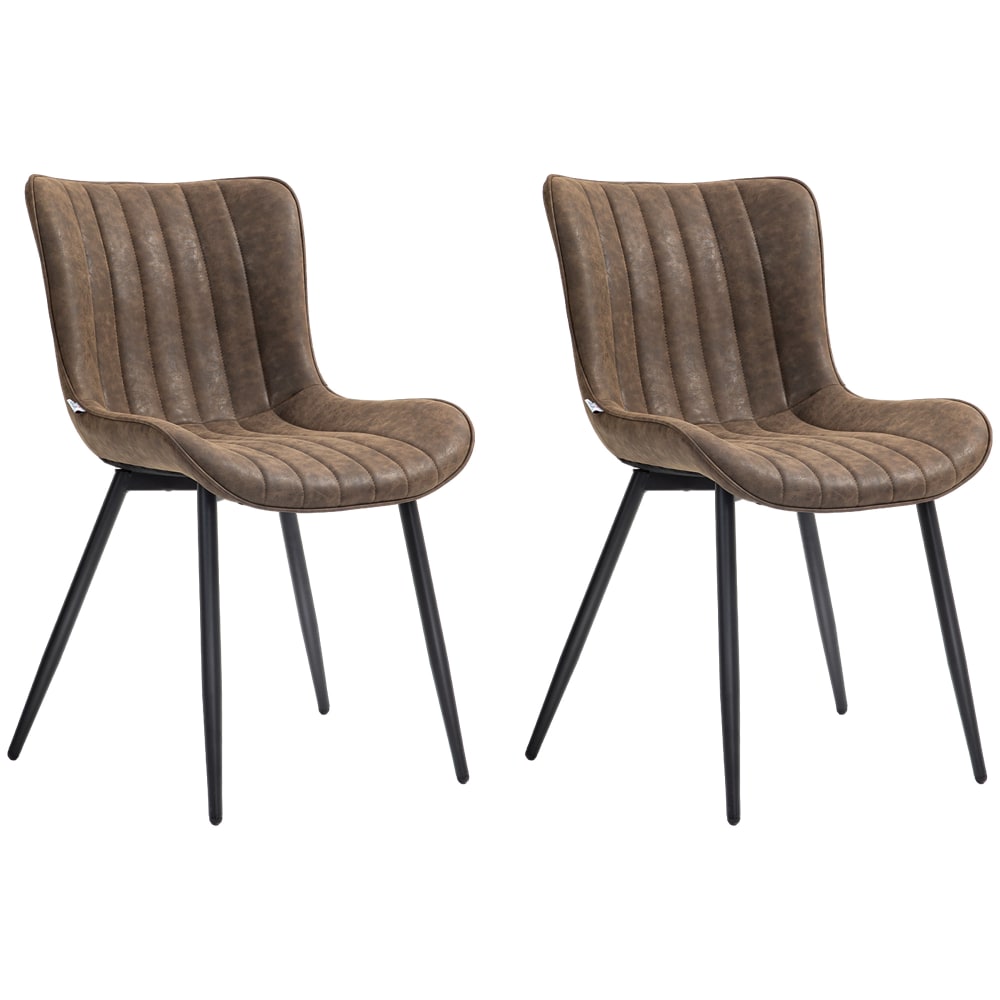 HOMCOM Chaise de cuisine moderne capitonn&eacute; rev&ecirc;tement synth&eacute;tique marron