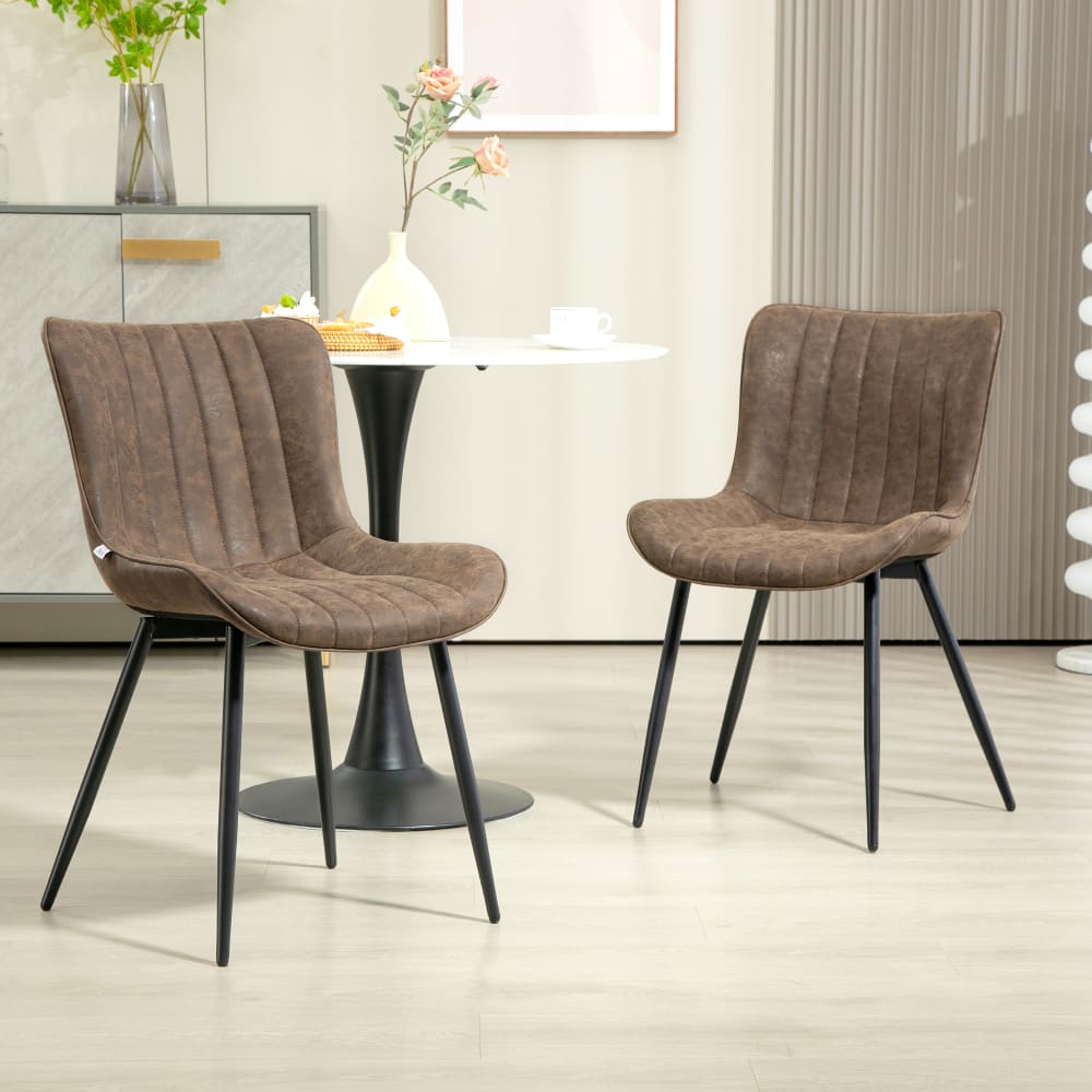 Chaise de cuisine moderne capitonné revêtement synthétique marron