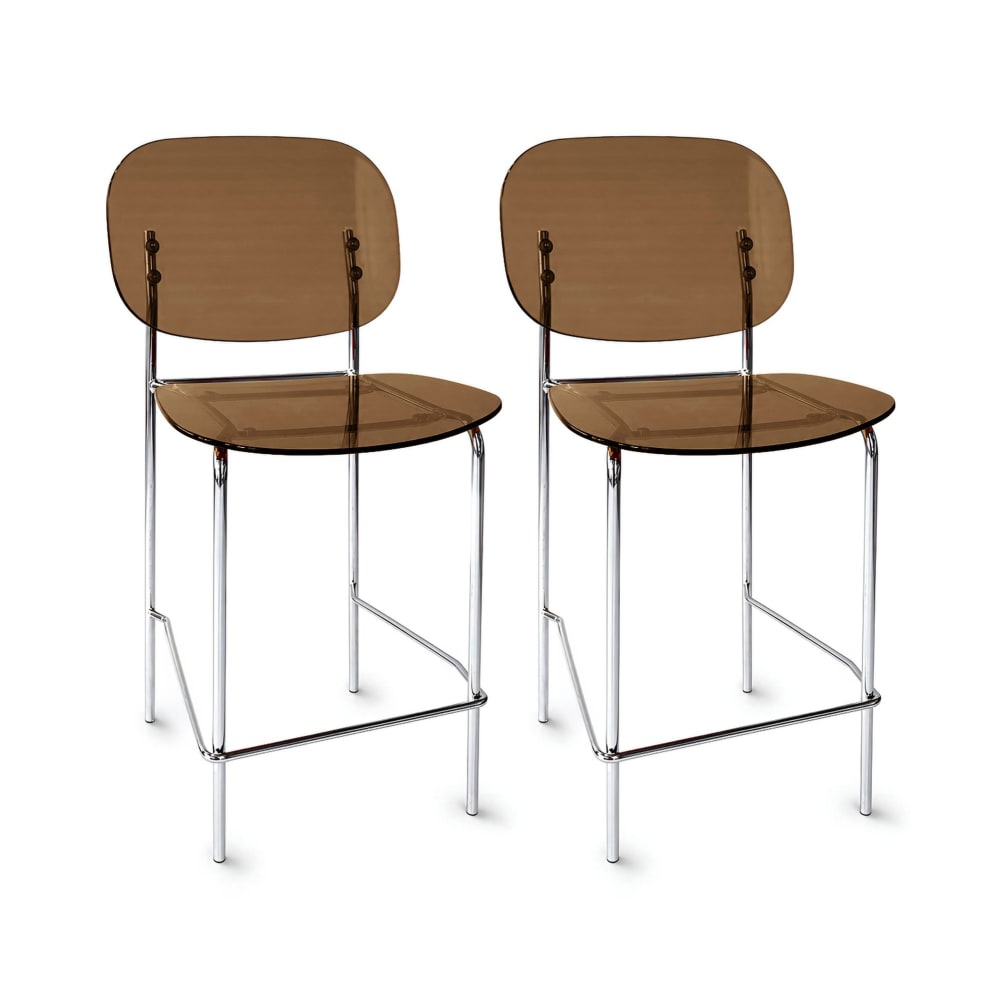 Lot de 2 chaises de bar en résine acrylique et métal écorce Lot de 2 chaises de bar en résine acrylique et métal écorce