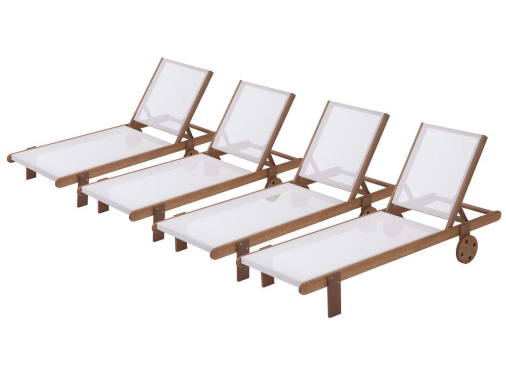 Lot de 4 bains de soleil en bois ecru l193