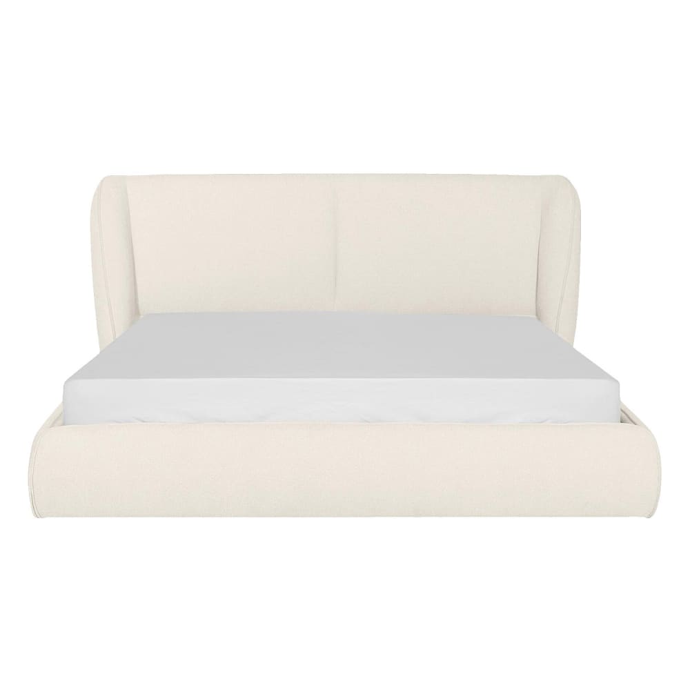 Lit coffre 160 x 200 cm en tissu bouclette courte - beige meringue Lit coffre 160 x 200 cm en tissu bouclette courte - beige meringue