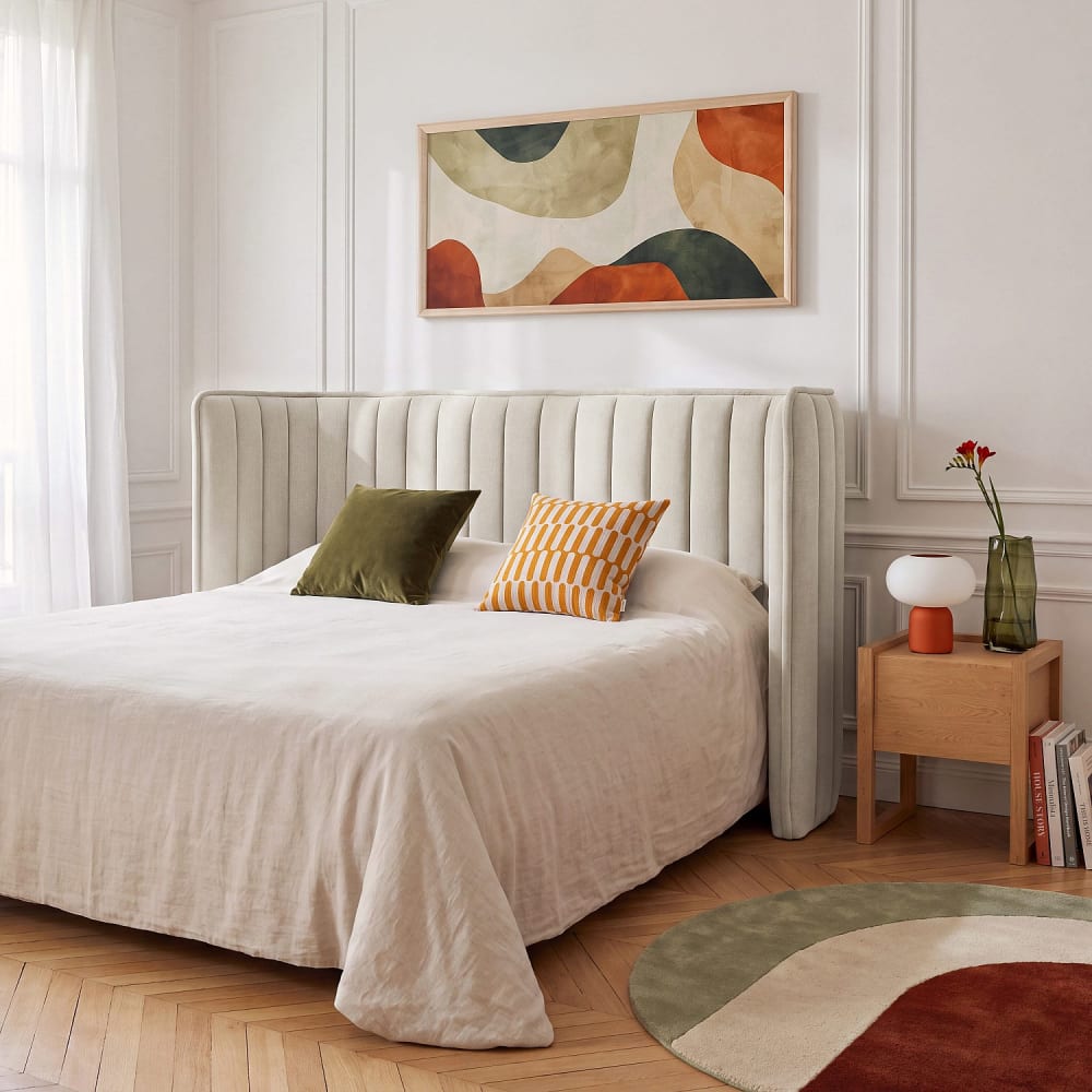 Tête de lit en tissu 244 x 102 cm - crème