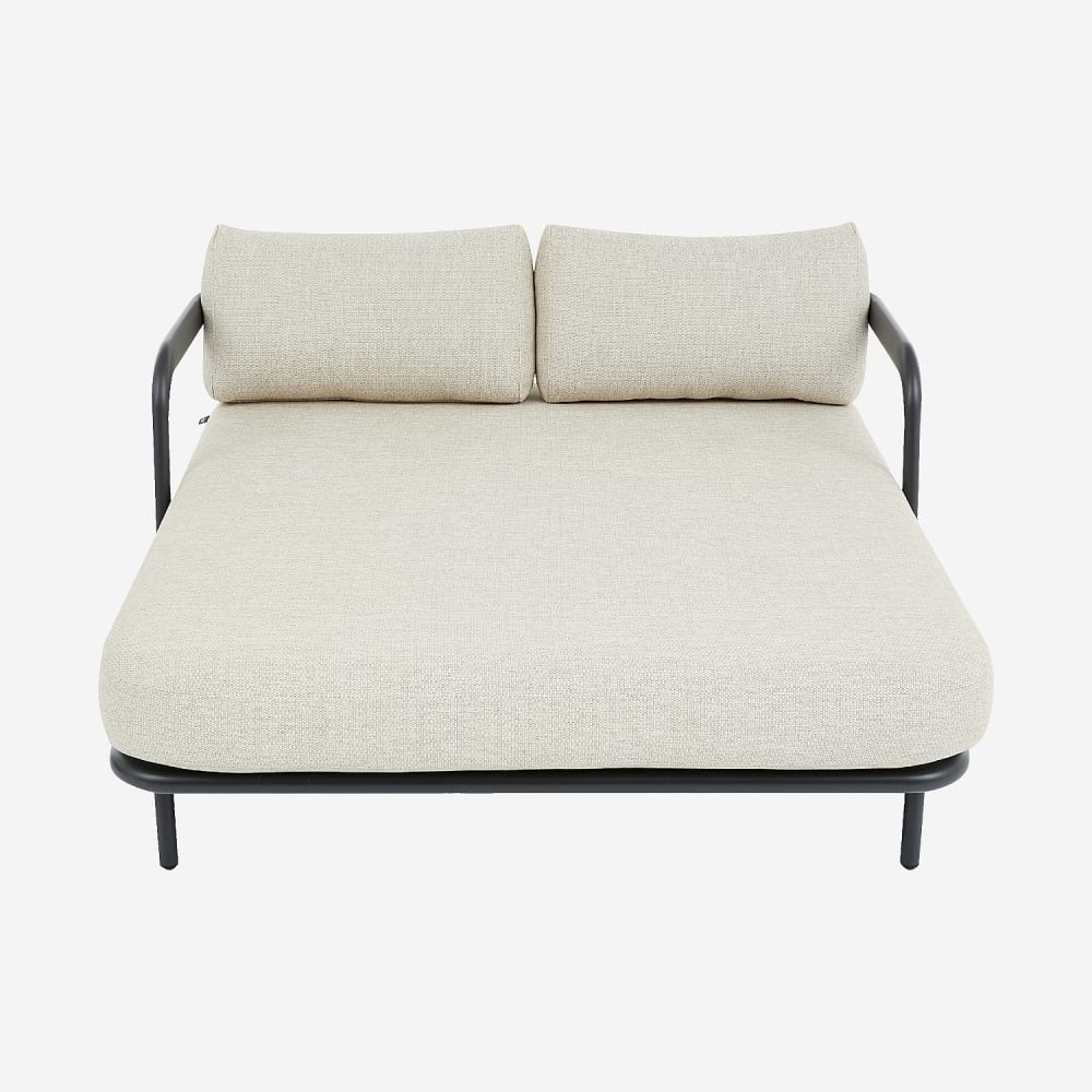 Bain de soleil double en tissu tissé déperlant et aluminium gris