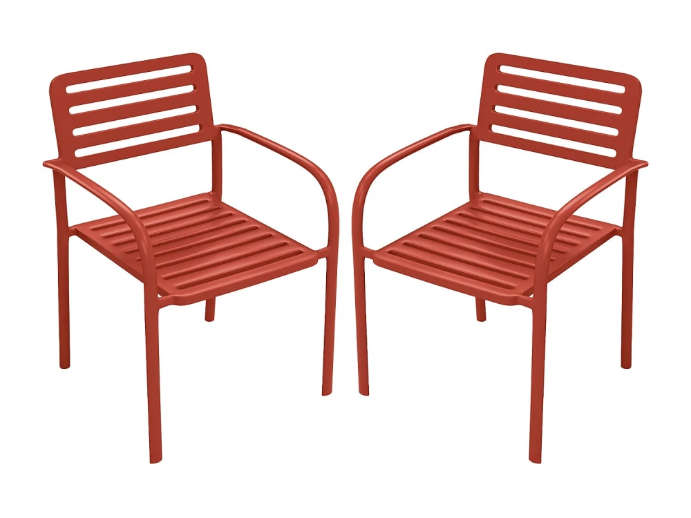 Lot de 2 fauteuils acier terracotta