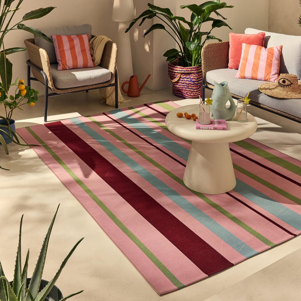Nazar Innen-/Außenteppich mit rosa Streifen 120X180 cm - Pp - Polypropylen