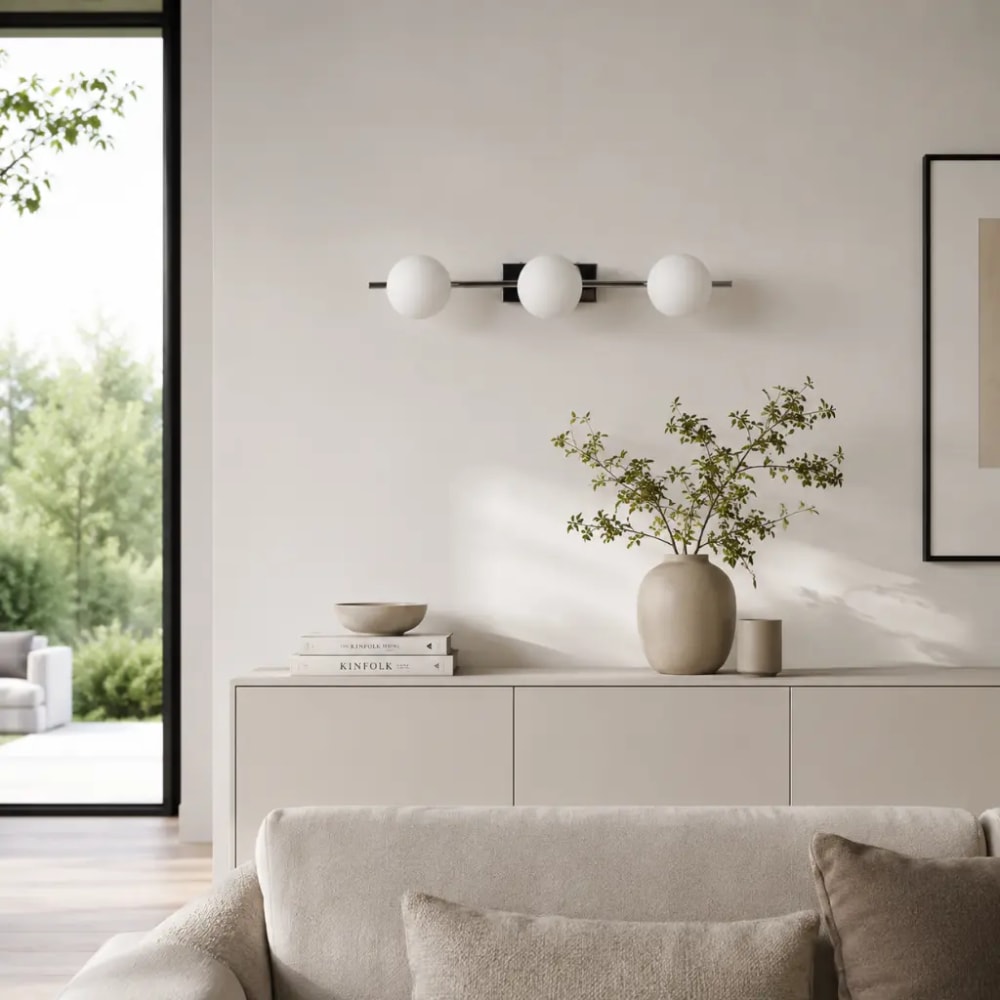 Applique murale métal chromé verre opale 3 globes ø11 cm g9 — vue 3