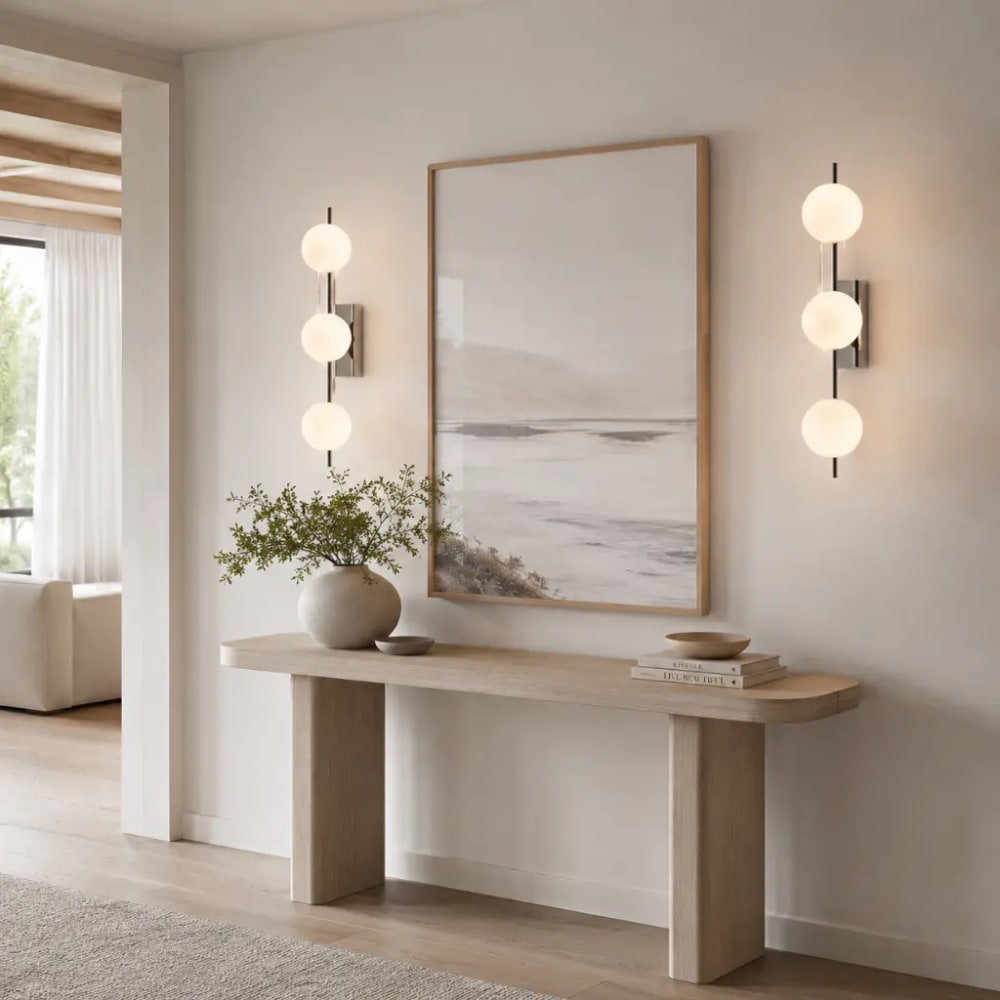 Applique murale métal chromé verre opale 3 globes ø11 cm g9 — vue 4