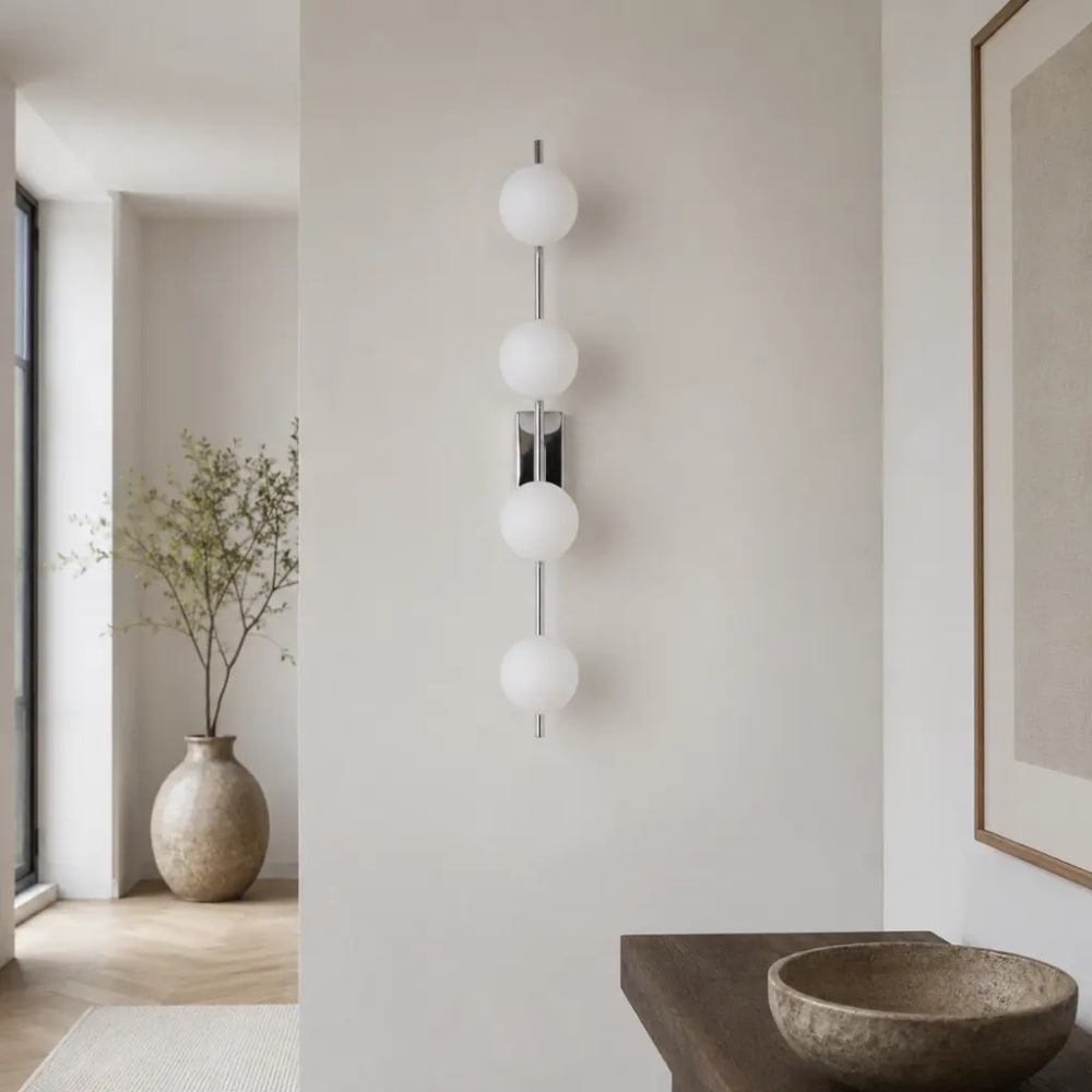 Applique murale métal chromé verre opale 4 globes ø11 cm g9 — vue 4