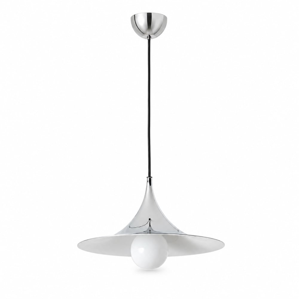 Suspension métal chromé ø30 cm trompette câble 380 cm