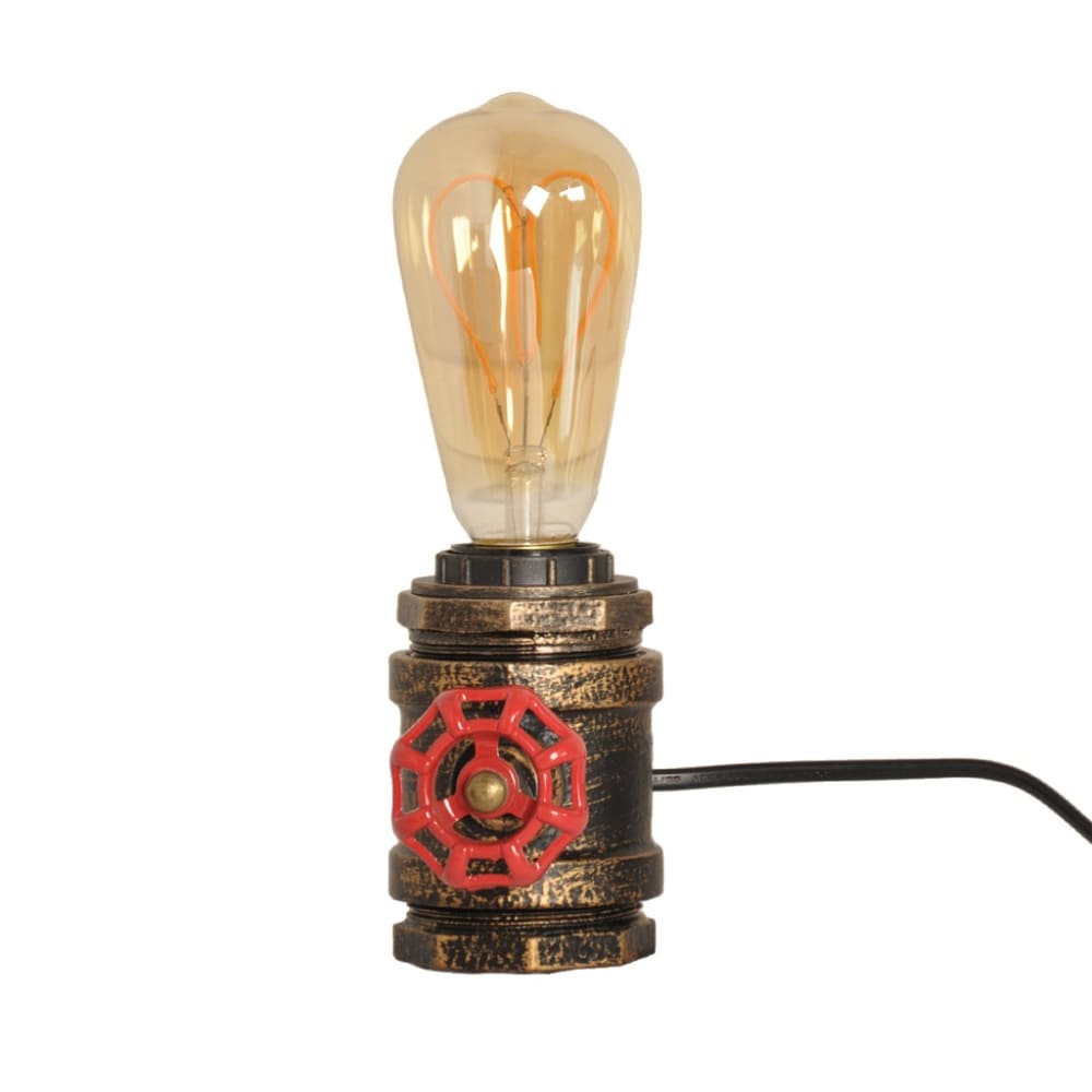 Lampe de table rétro industrielle métal noir tuyau e27