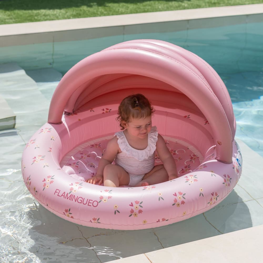 Kinderpool mit Sonnendach aus PVC rosa - Maisons Du Monde