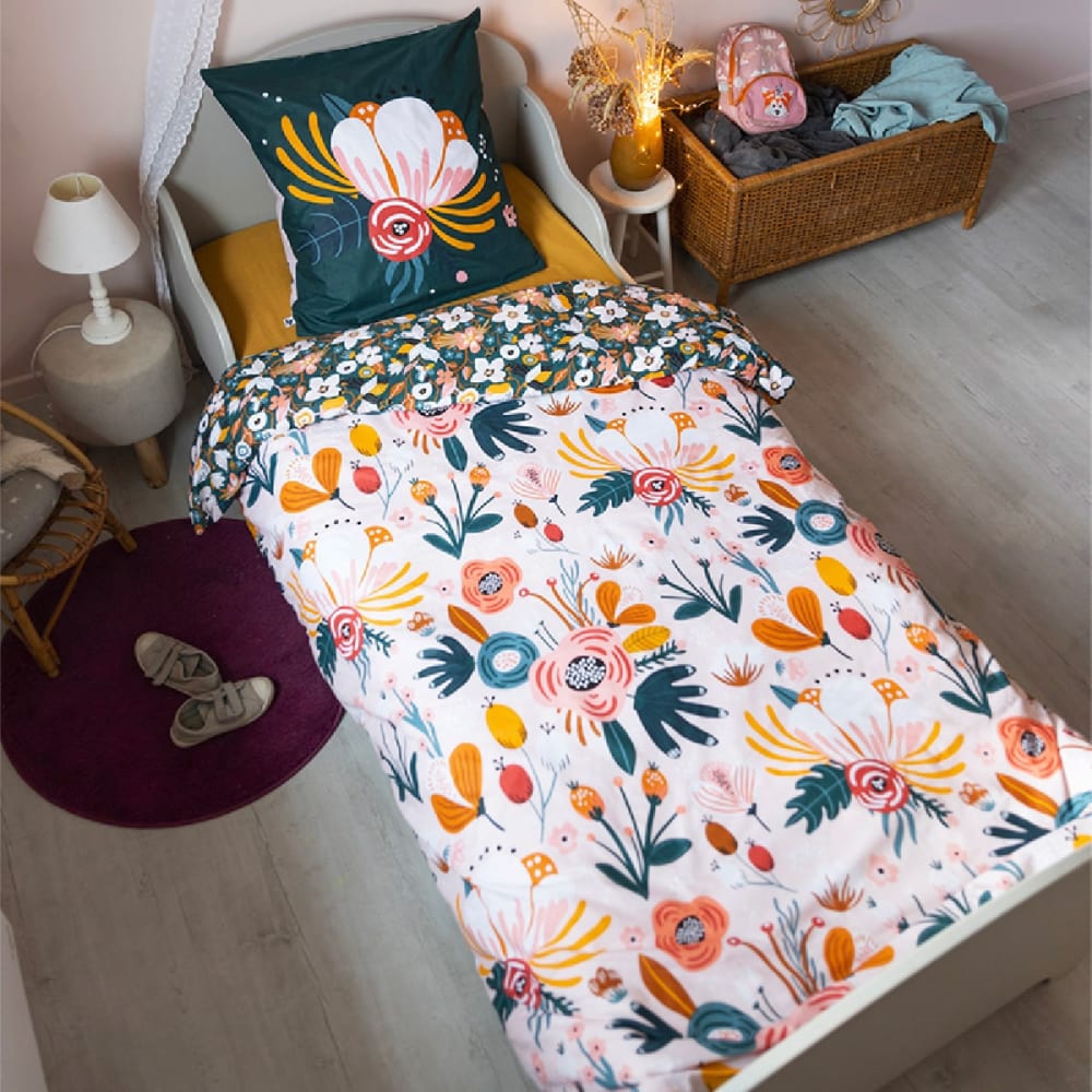Parure de lit coton rétro housse couette 140x200cm taie d'oreiller