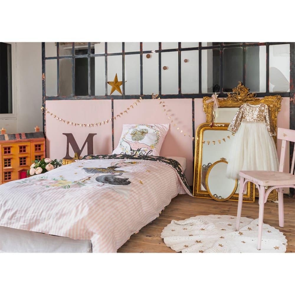 Parure de lit coton danse housse couette 200x200cm 2 taies d'oreiller