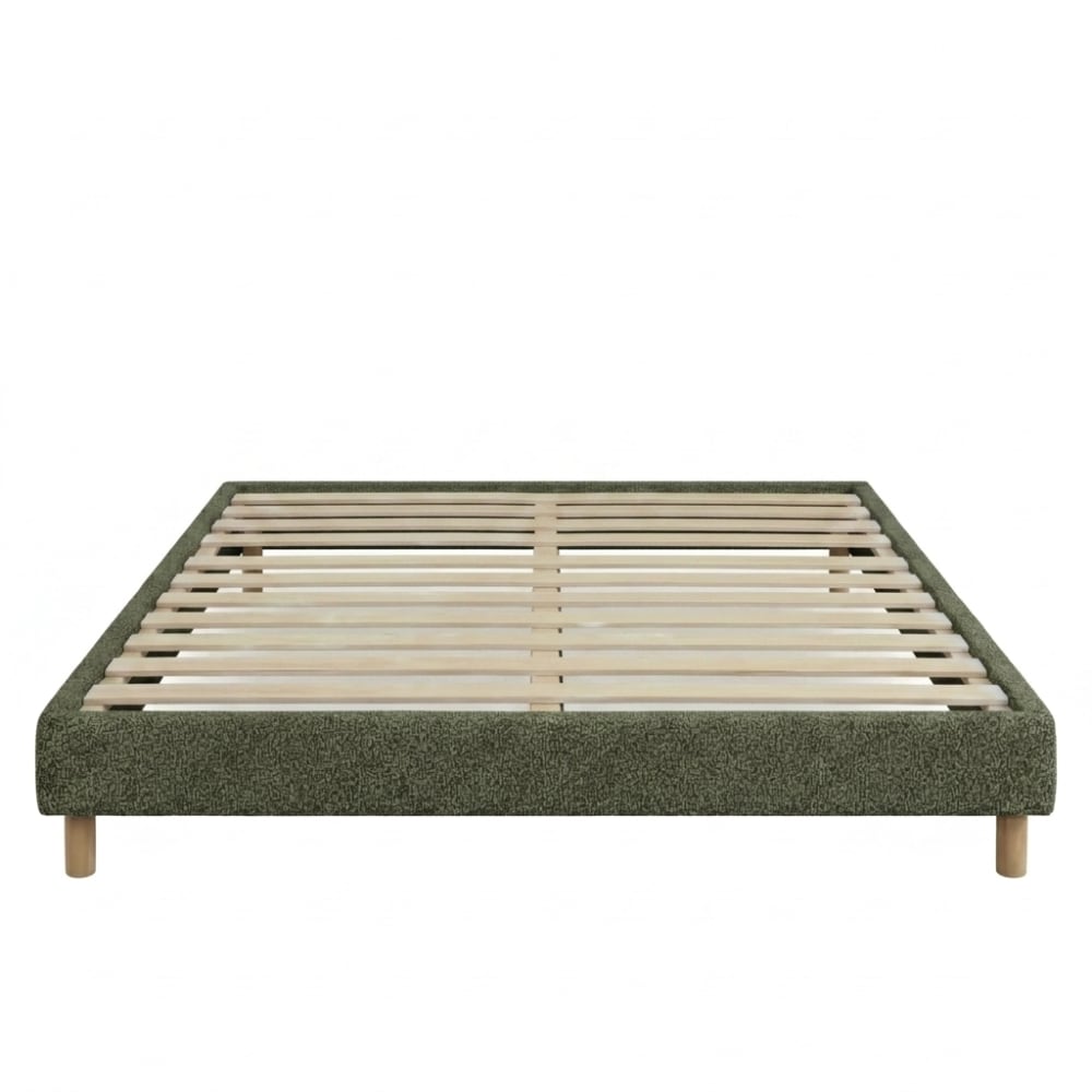 Lit avec sommier en bouclette olive 90x190 cm