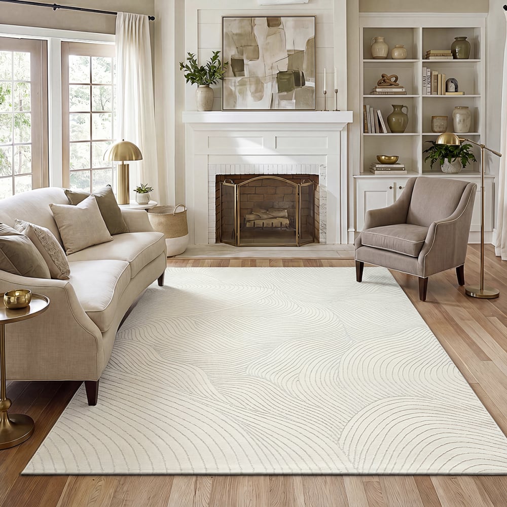 Tapis salon moderne élégant, crème, 160 x 230 cm — vue 3