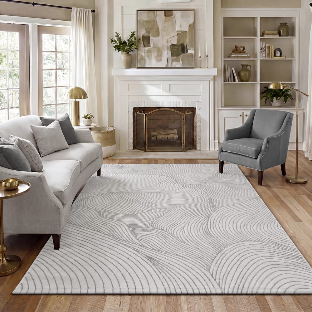 Tapis salon moderne élégant, gris, 140 x 200 cm — vue 3