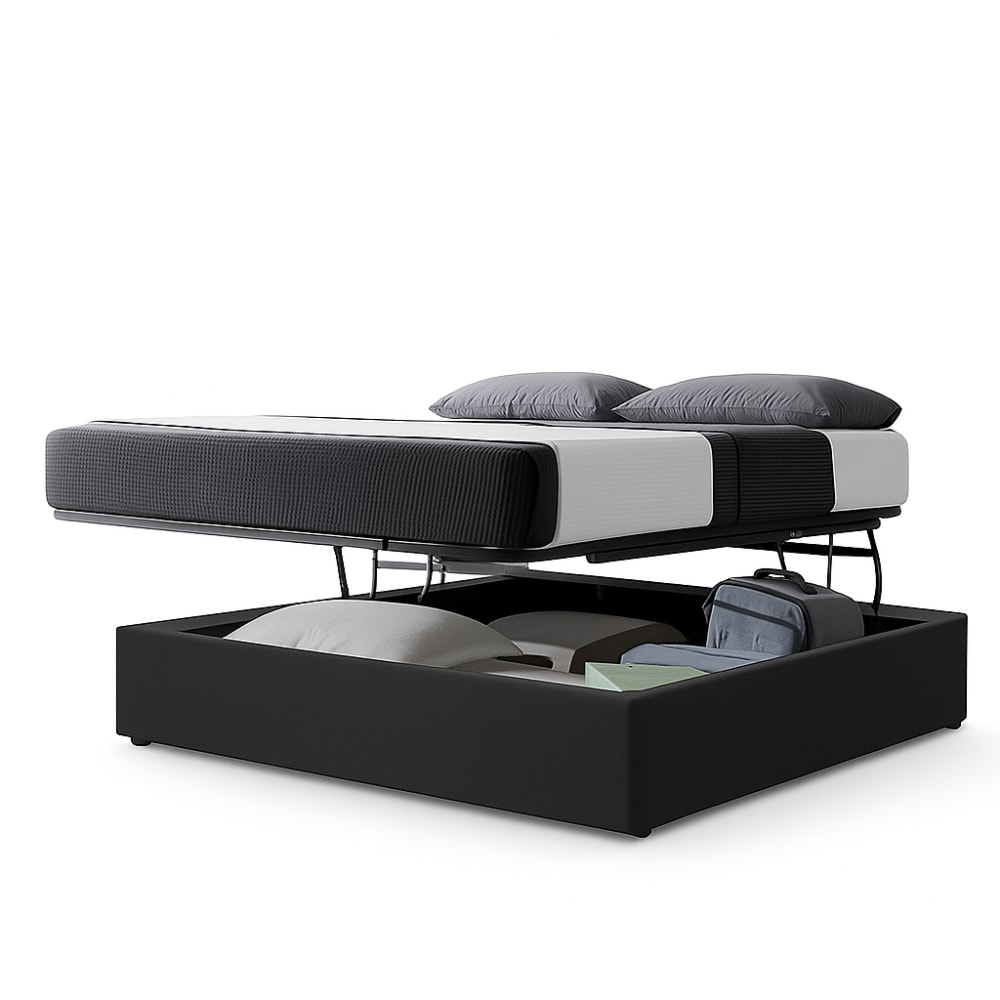 Lit coffre gris foncé