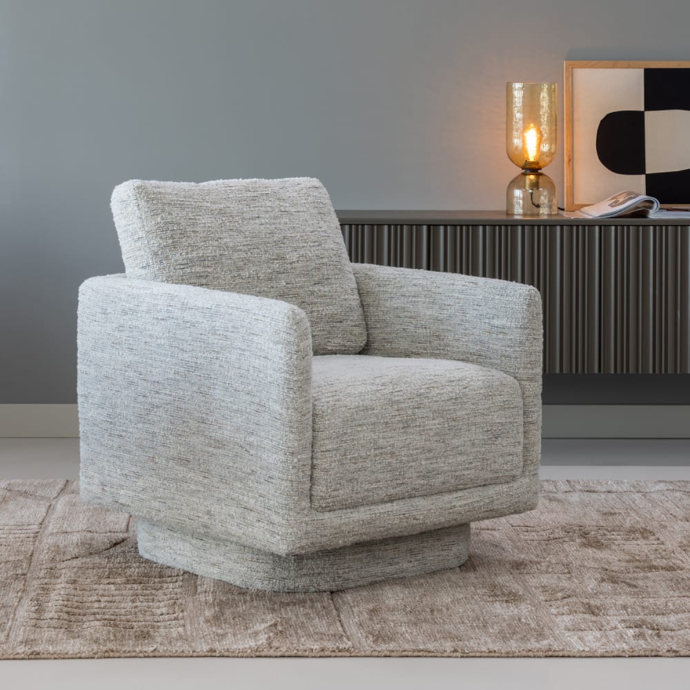 Fauteuil pivotant en tissu mélangé naturel