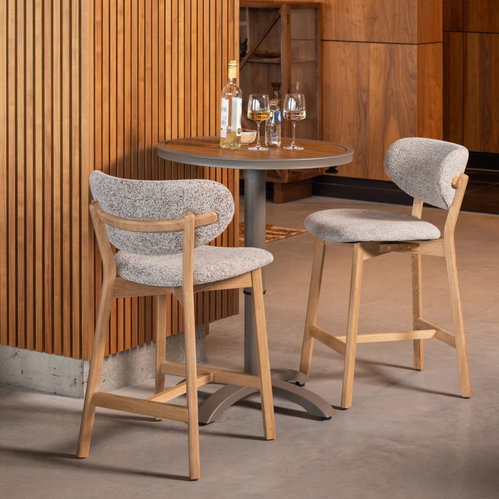 Bartisch Höhenverstellbarer aus Aluminium, Braun/Grau - Maisons