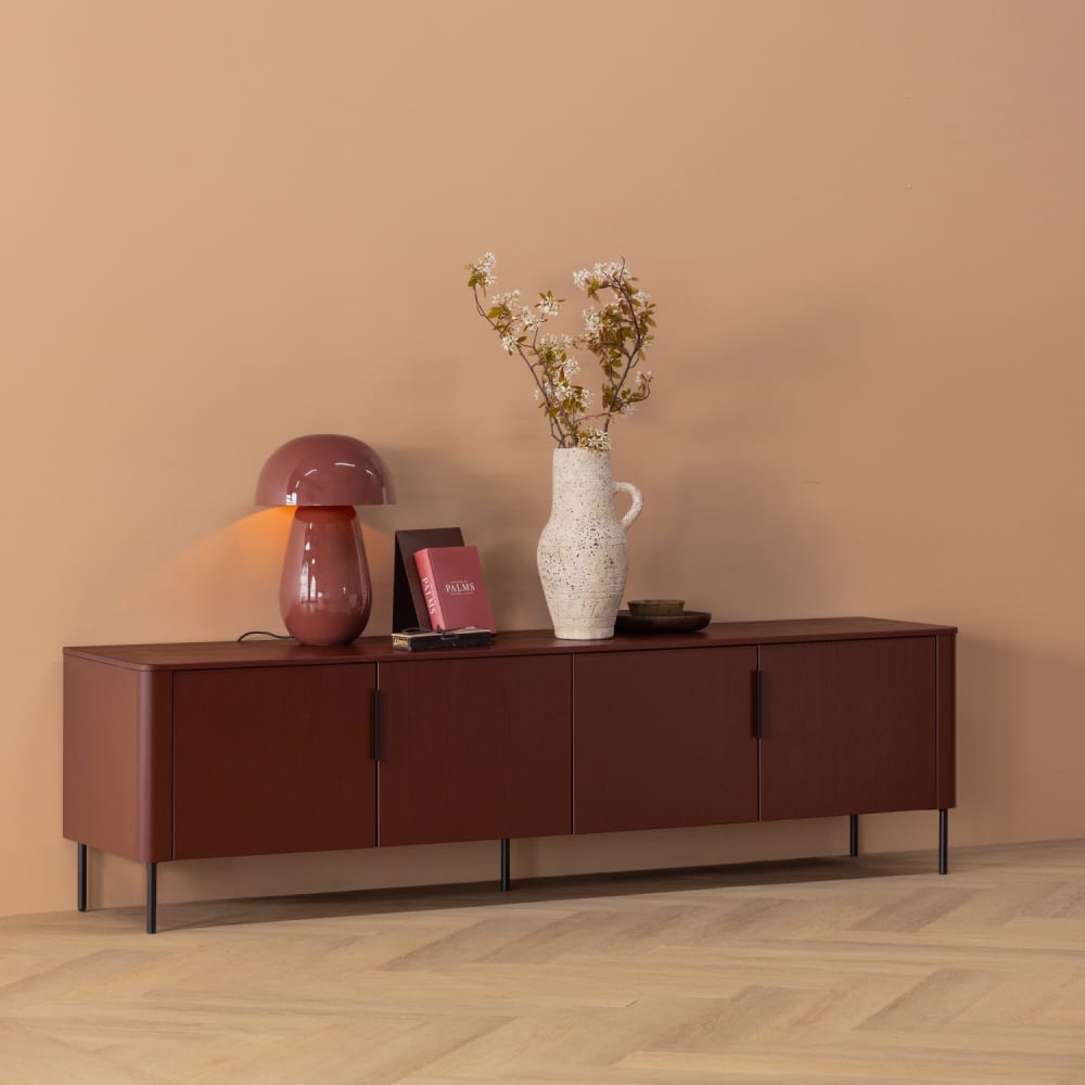 TV-Möbel aus Kieferholz, Bordeauxrot - Maisons Du Monde