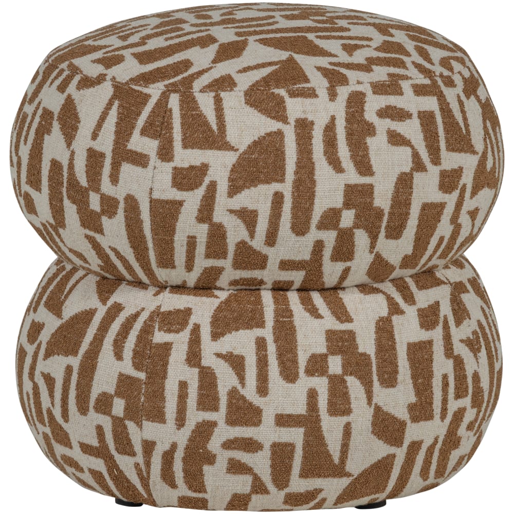 Pouf en polyester et - lin marron
