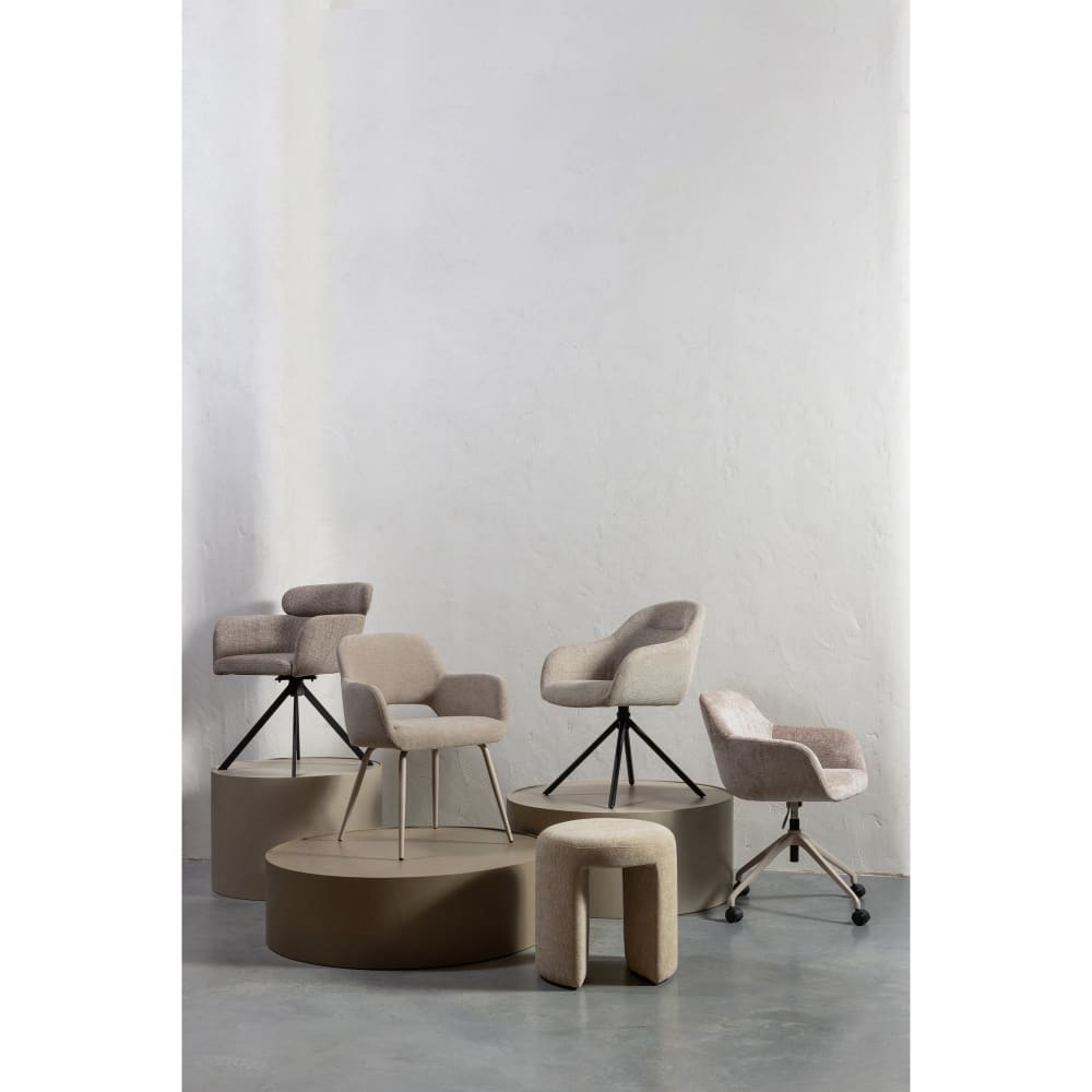 Lot de 2 chaises de salle à manger pivotant en polyesyer beige