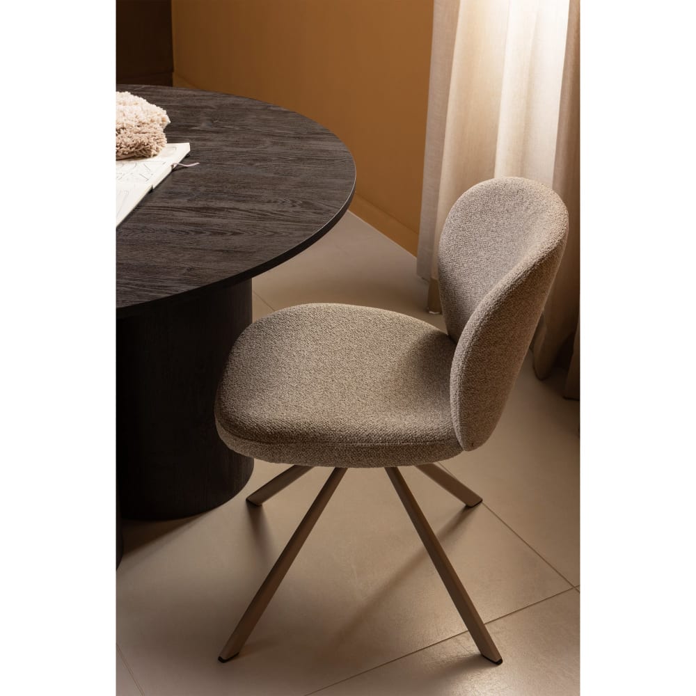 Lot de 2 chaises de salle à manger en bouclé naturel