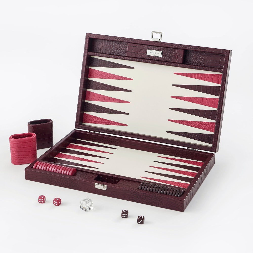 Backgammon large en cuir