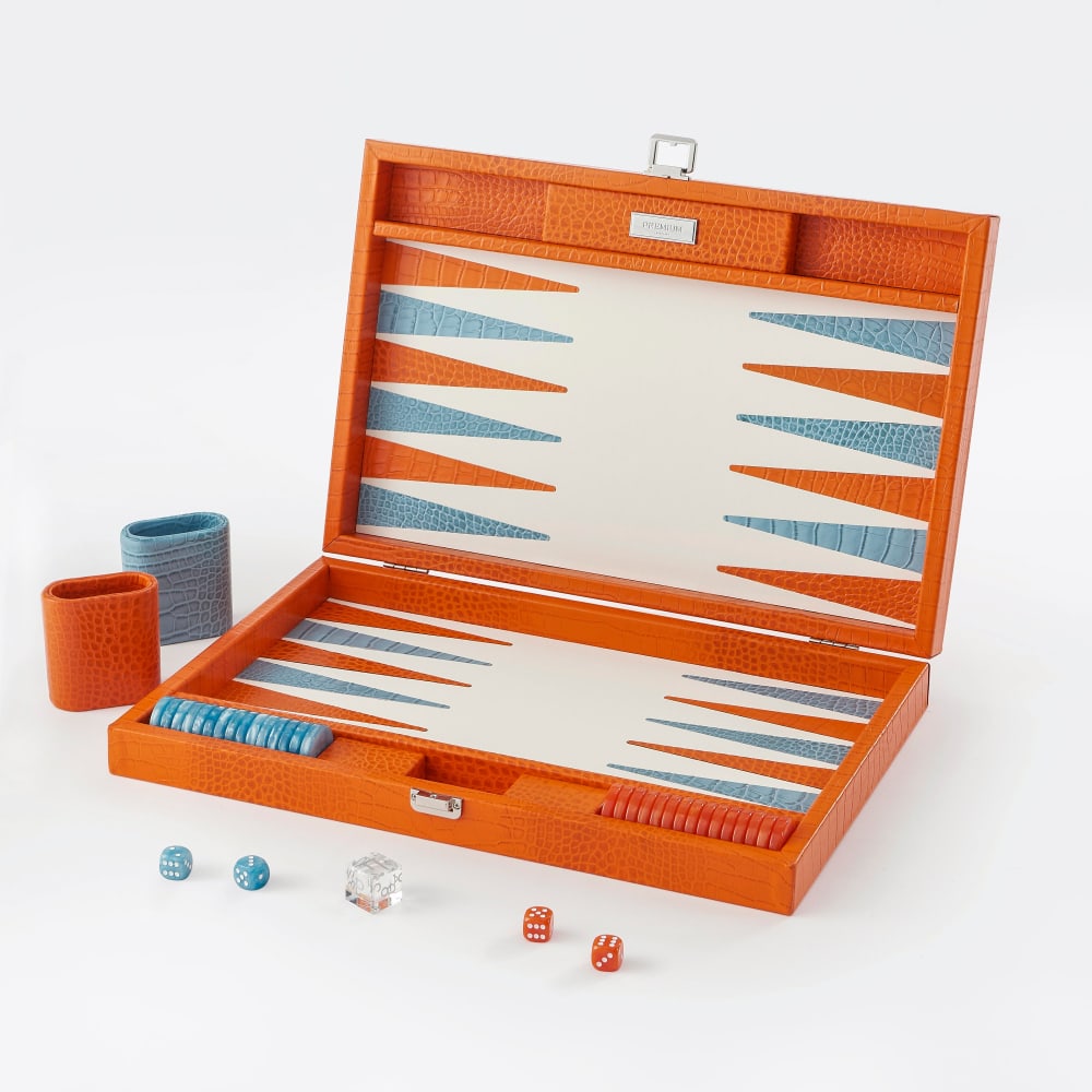 Backgammon large en cuir
