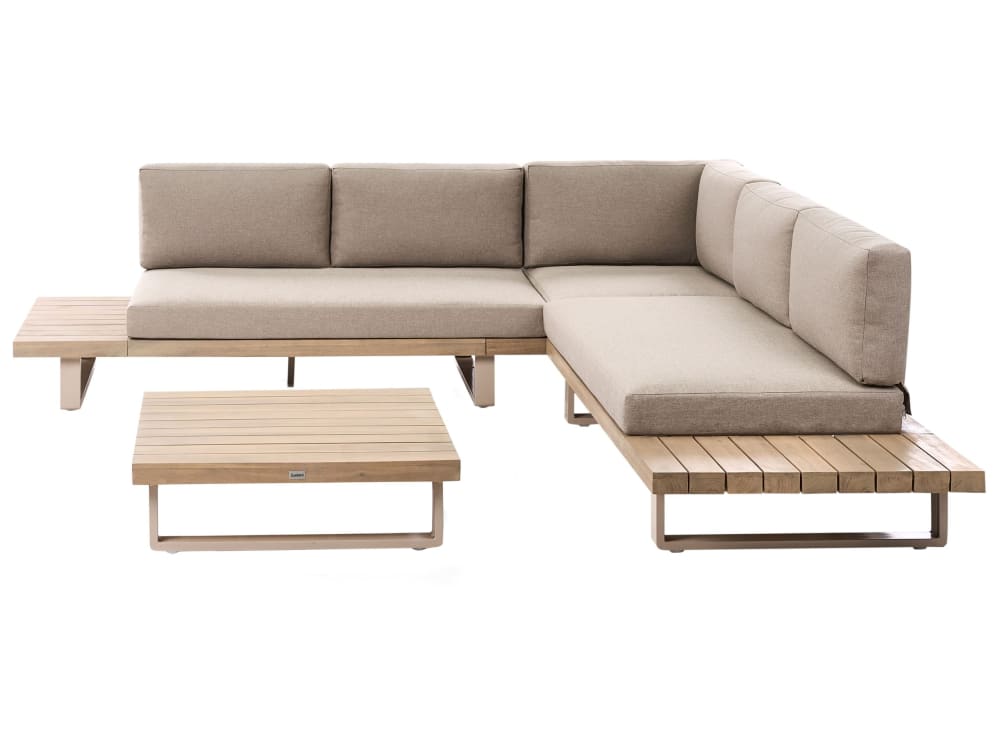 Set d'extérieur en bois beige 5 personnes Set d'extérieur en bois beige 5 personnes