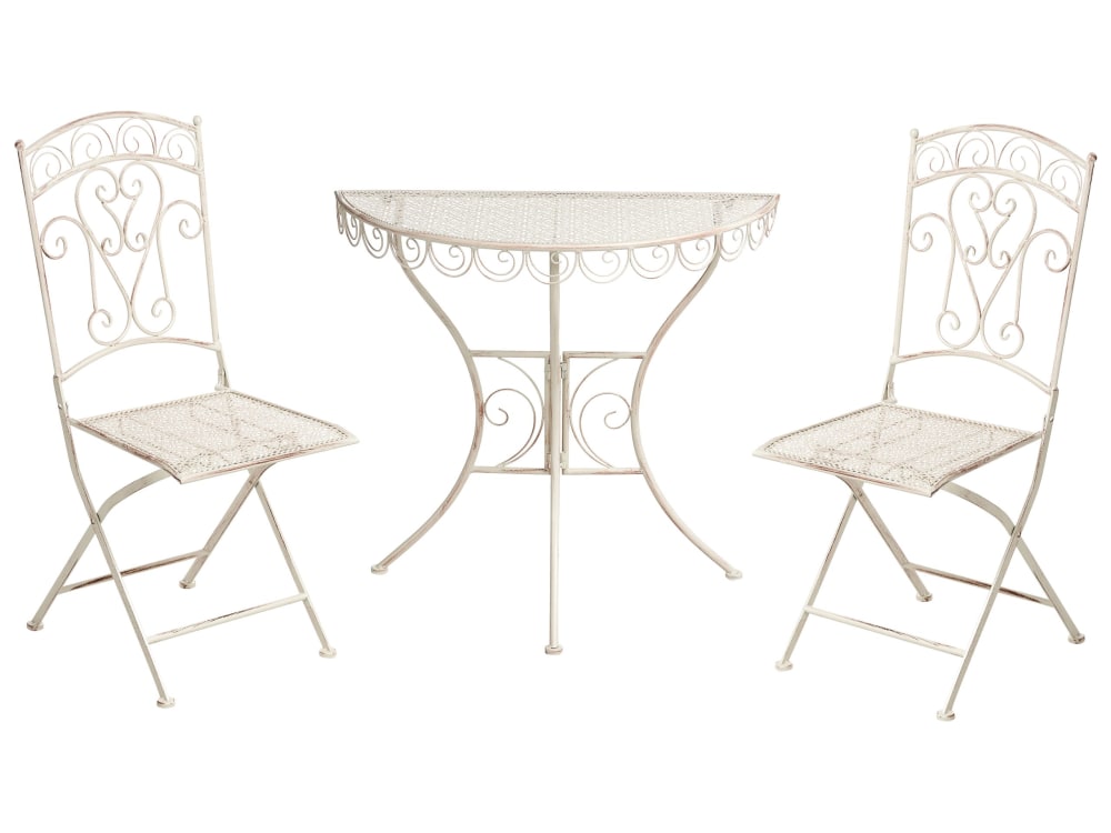 Ensemble bistrot d'extérieur pliant métal beige clair Ensemble bistrot d'extérieur pliant métal beige clair