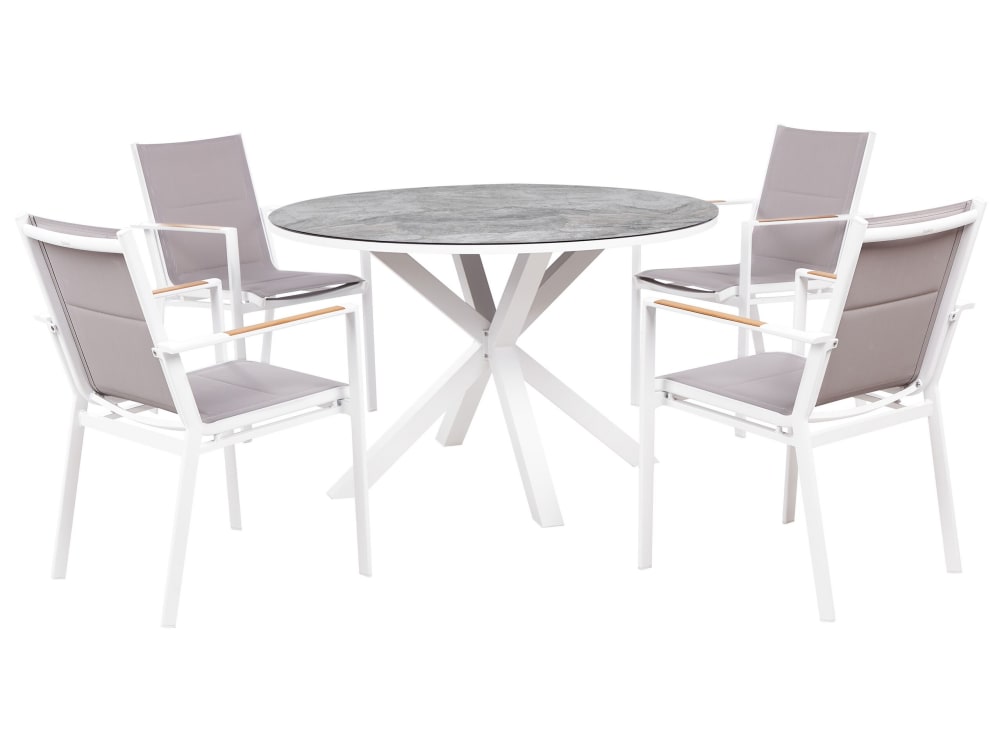 Set de salle à manger d'extérieur 4 personnes en aluminium blanc Set de salle à manger d'extérieur 4 personnes en aluminium blanc