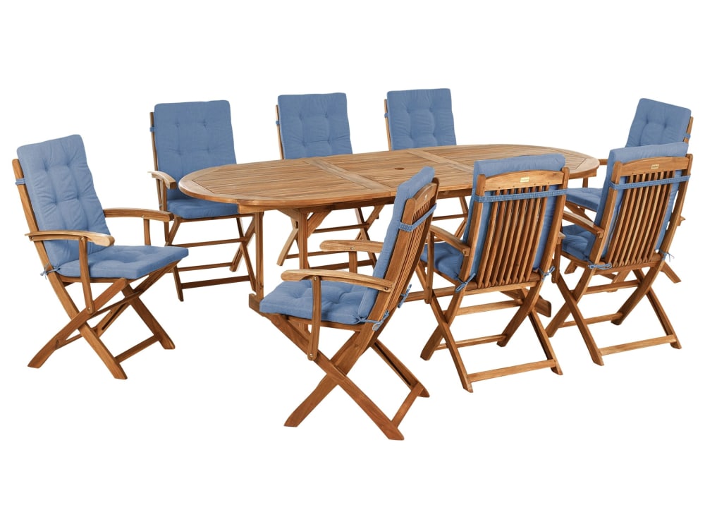 Set de salle à manger d'extérieur 8 personnes en bois d'acacia marron Set de salle à manger d'extérieur 8 personnes en bois d'acacia marron