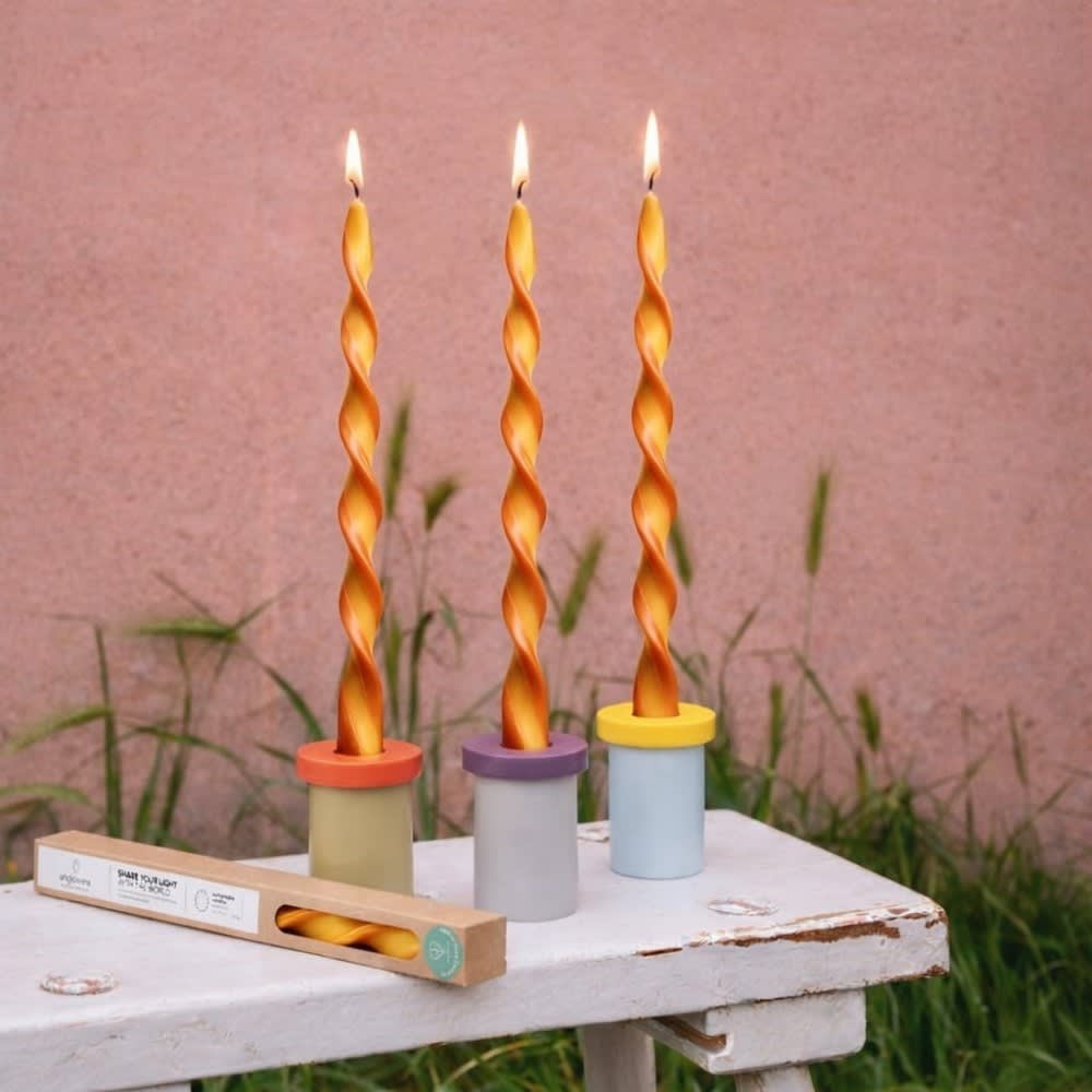 Duo spiralkerze aus pflanzlichem Wachs, orange, 40 cm - Maisons