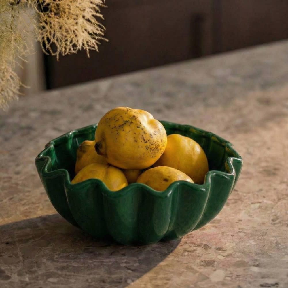 Coupe en céramique alvéolée vert 24cm — vue 3