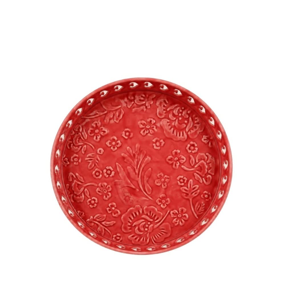 Plateau en acier avec motifs en relief rose 31cm