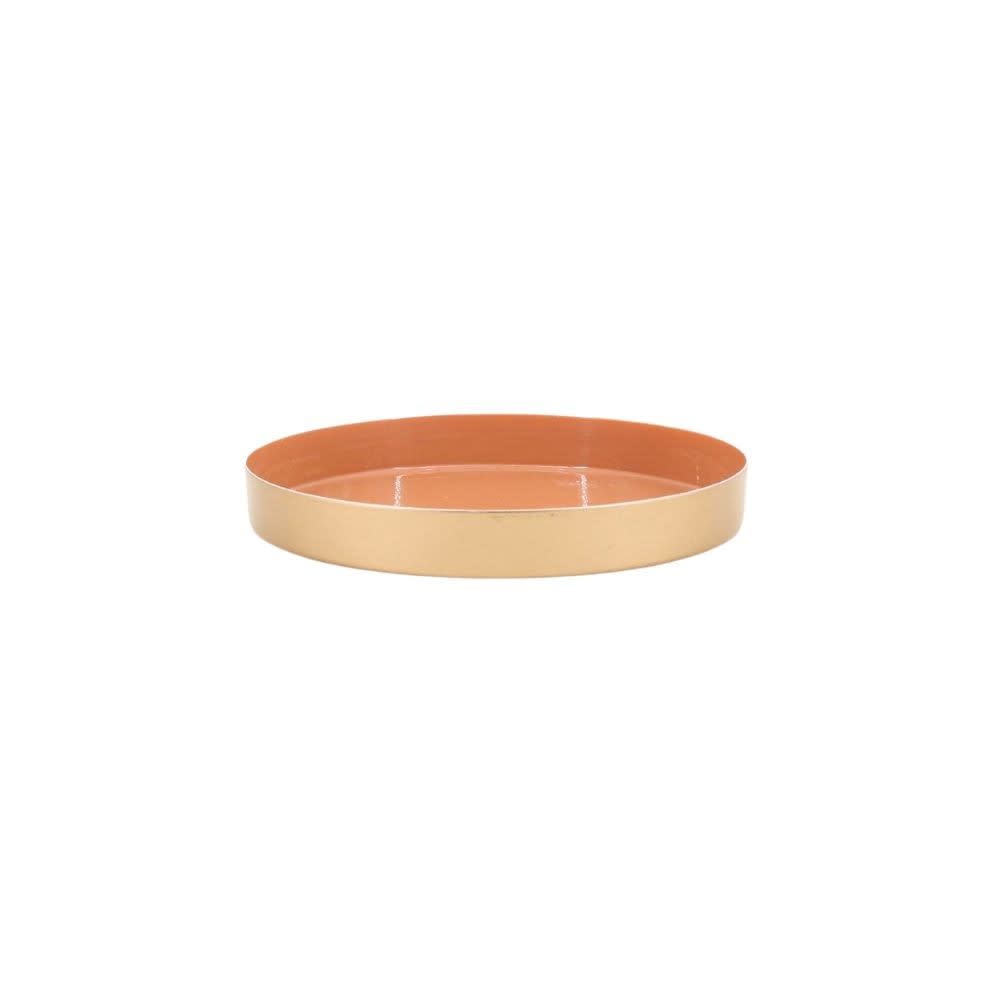 Plateau rond orange, doré 20cm