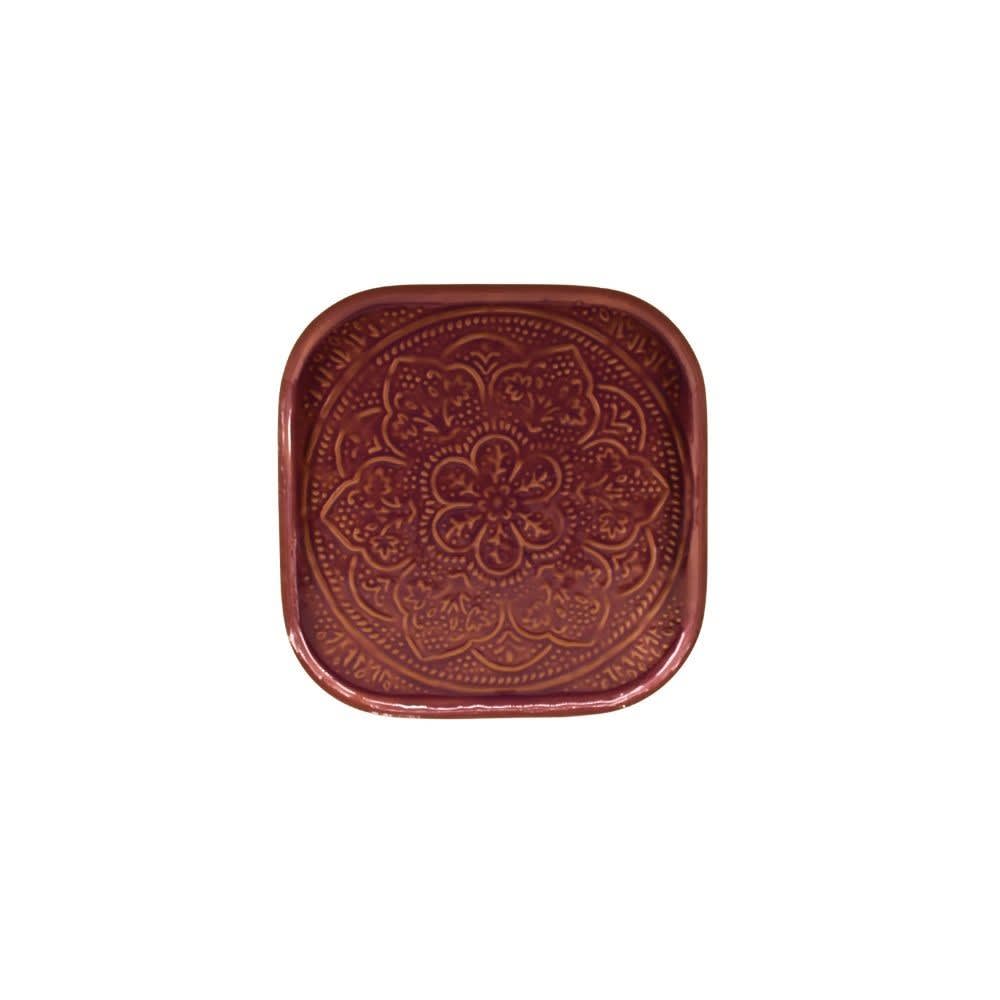 Plateau en fer avec motifs en relief violet 26cm
