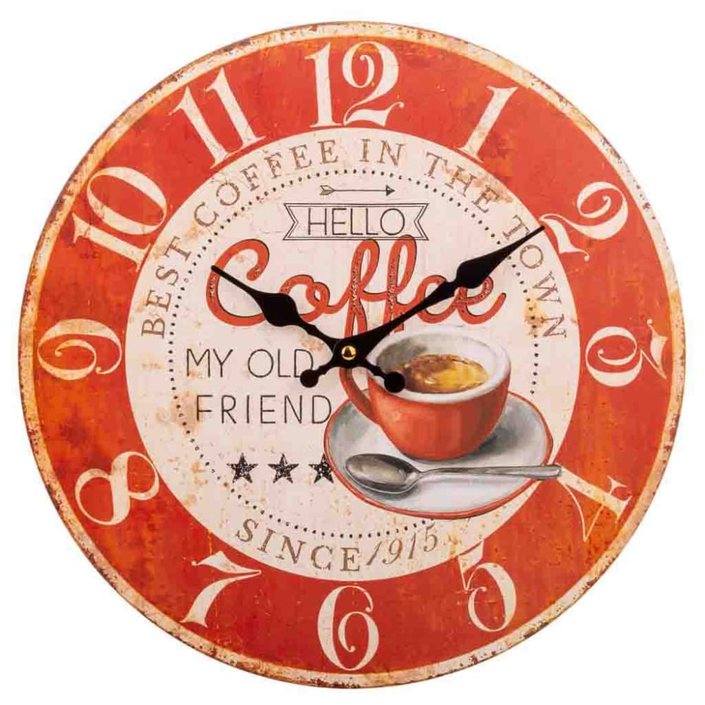 Horloge murale en bois rouge d34x2 cm