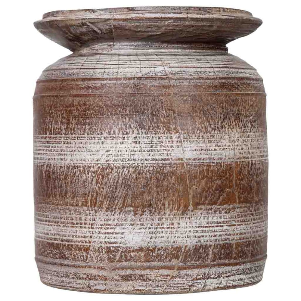 Vase en bois marron peint à mano 26x26x31 cm — vue 3