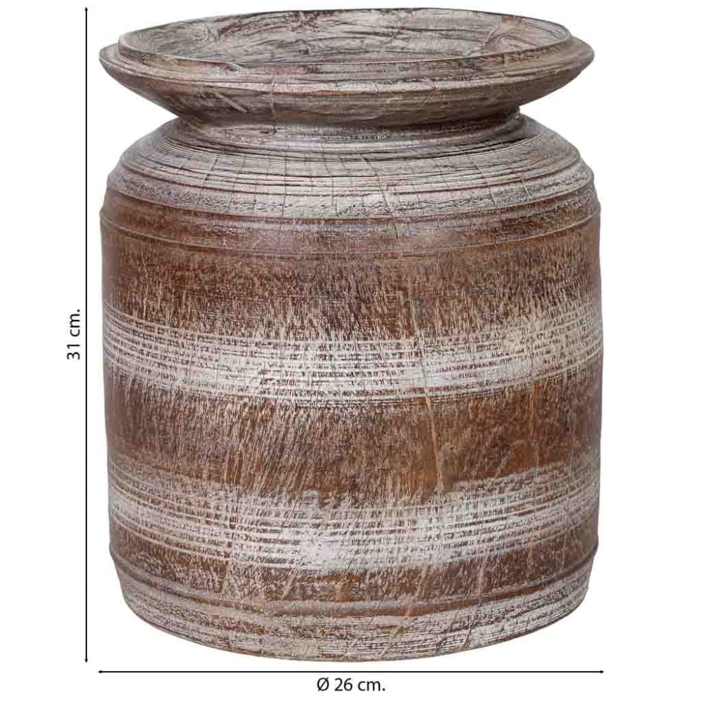 Vase en bois marron peint à mano 26x26x31 cm — vue 4