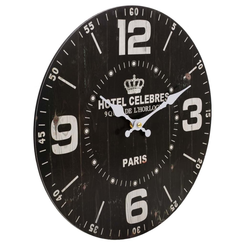 Reloj de pared de madera negro