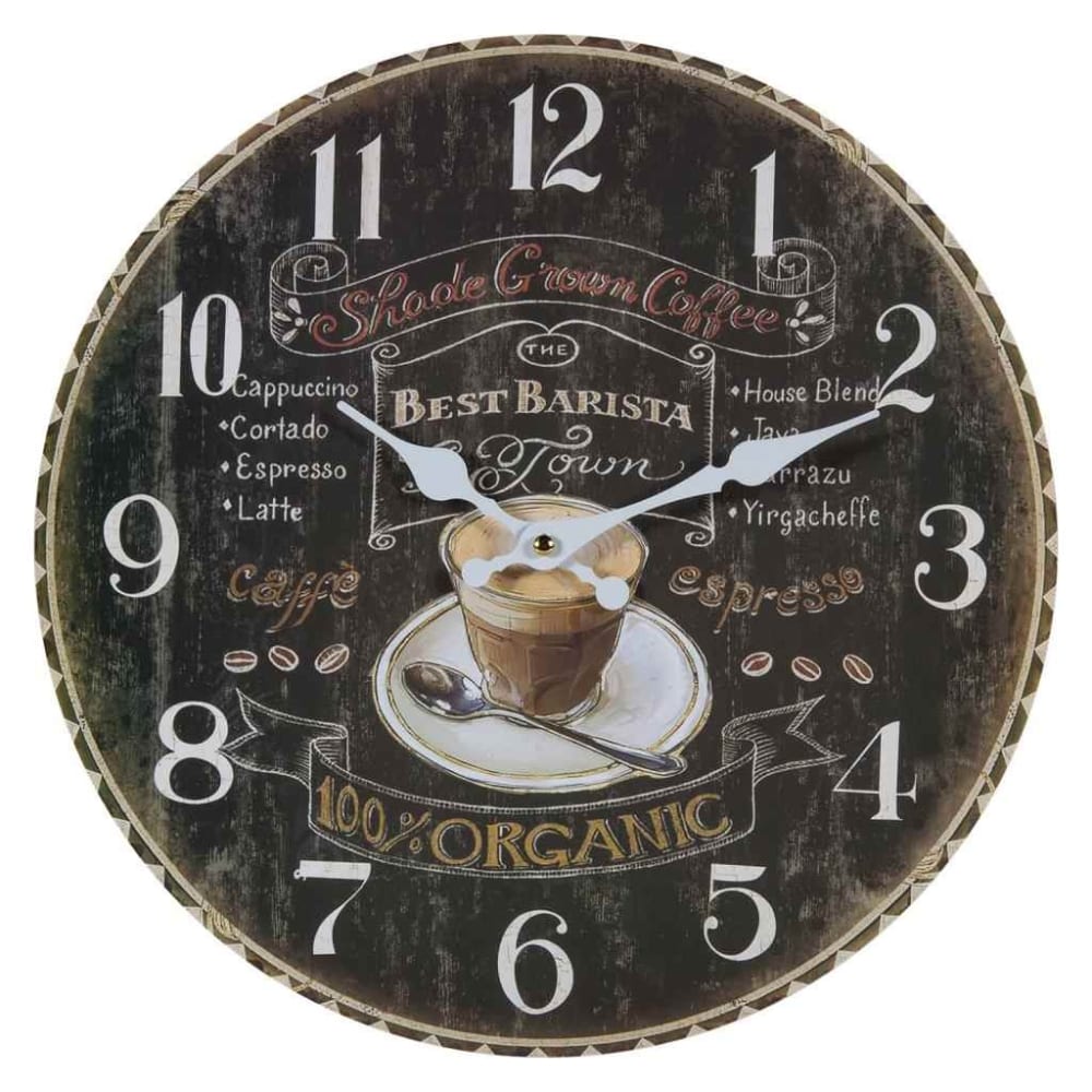 Reloj de pared de madera negro
