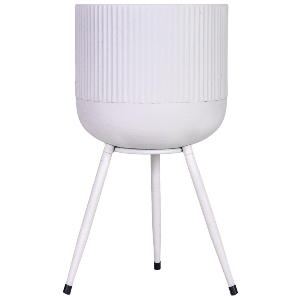 Cache-pot avec support en métal blanc 26x26x48 cm