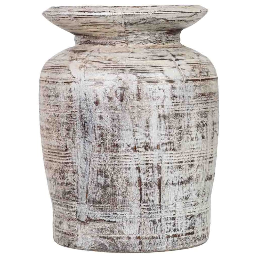 Vase en bois gris cendre peint à mano 25x25x38 cm — vue 3