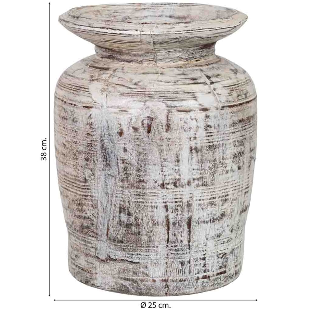Vase en bois gris cendre peint à mano 25x25x38 cm — vue 4