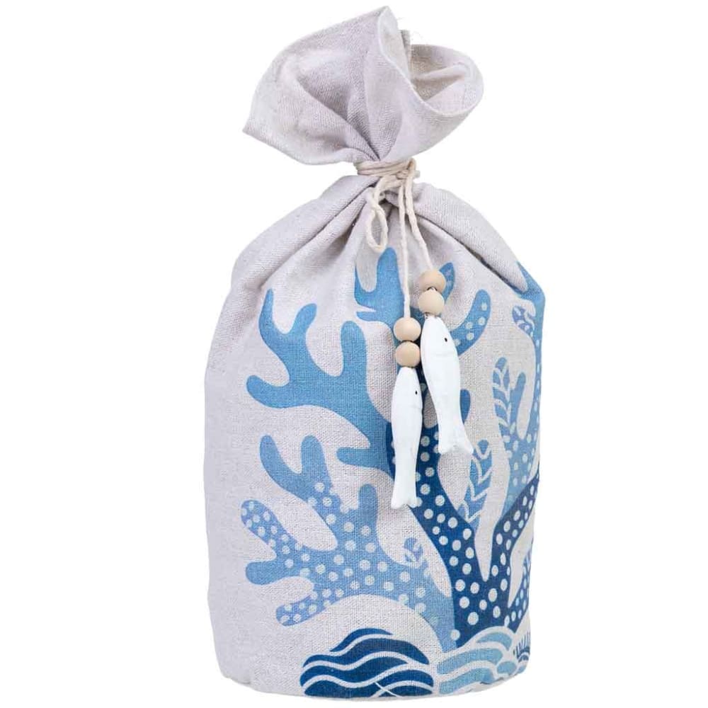 Türstopper aus Baumwolle mit Algen 12x12x26 cm blau - Maisons Du