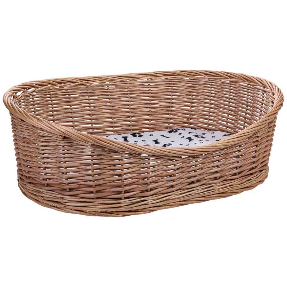 Lit pour animal de compagnie en osier marron 70x50x14/22 cm