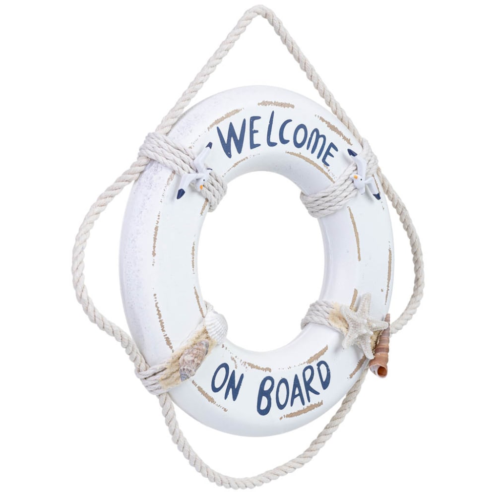 Wanderlust deco Dekofigur hängender Rettungsring aus Holz 30x3x30 cm weiß style seaside - Spanplatte